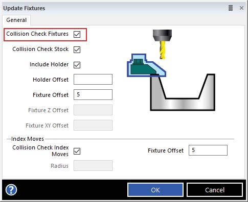 Kontrola kolizí upínek při vrtacím cyklu rotačních děr